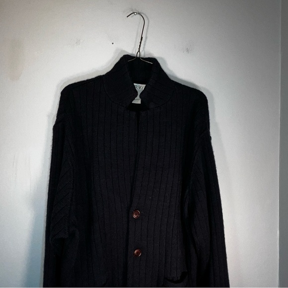 Orvis Cardigan Sweater Mens Sz L Navy Collar Button Front - Picture 4 of 6